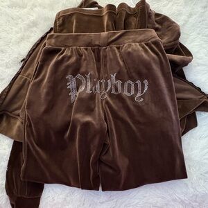 PLAYBOY Chocolate Velour Lounge Shorts